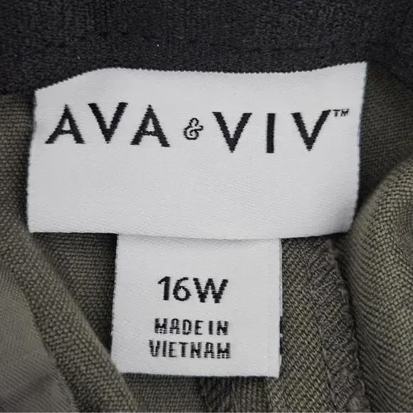 AVA & VIV Olive Straight Leg High Waist Pants Elastic Waist Womens Size 16W NEW - Picture 8 of 9